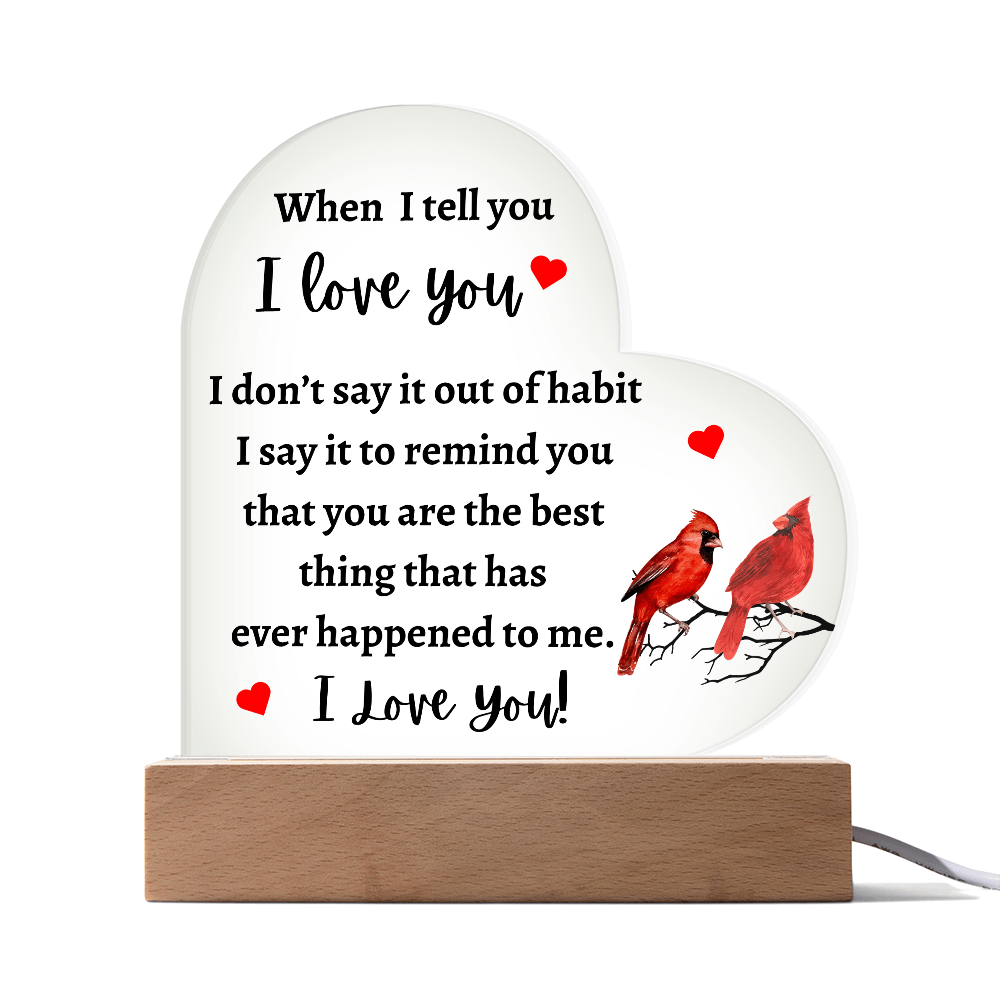 I Love You - Heart Acrylic w/LED base