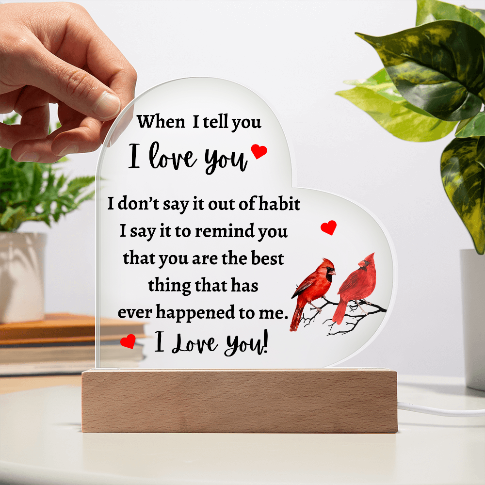 I Love You - Heart Acrylic w/LED base