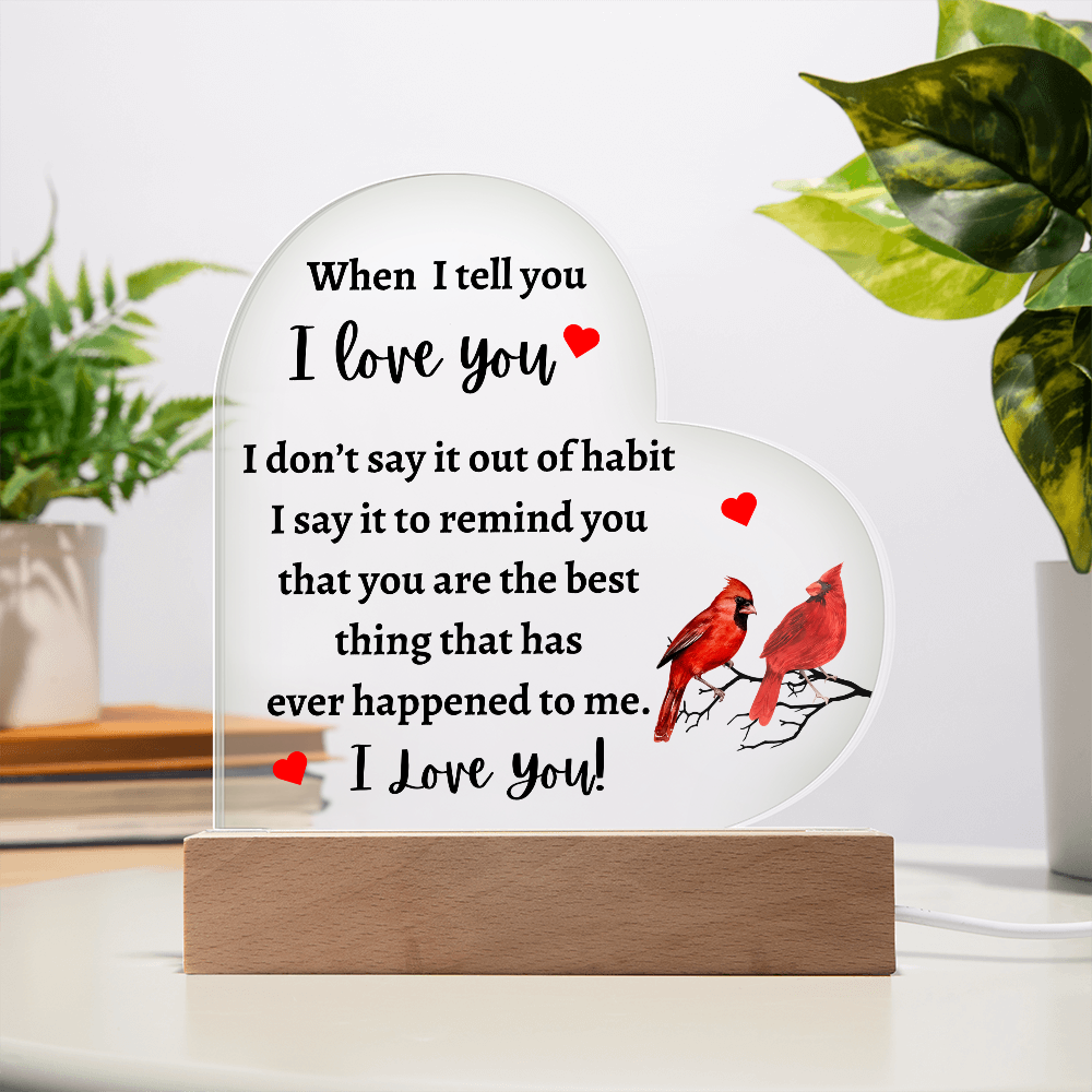 I Love You - Heart Acrylic w/LED base
