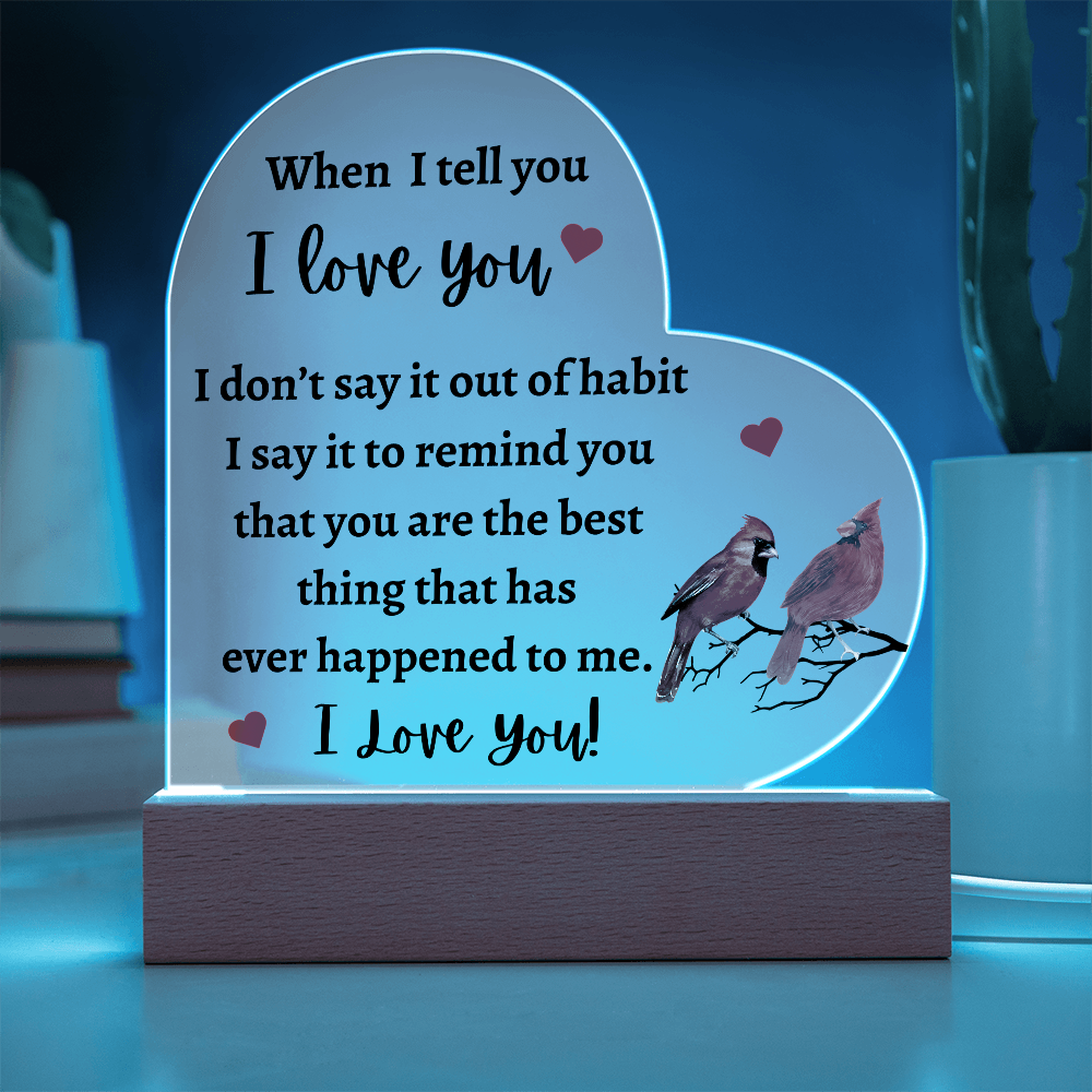 I Love You - Heart Acrylic w/LED base