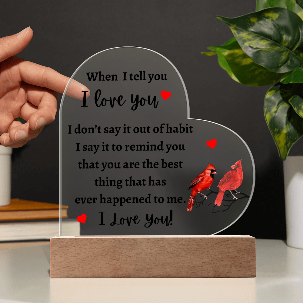 I Love You - Heart Acrylic w/LED base