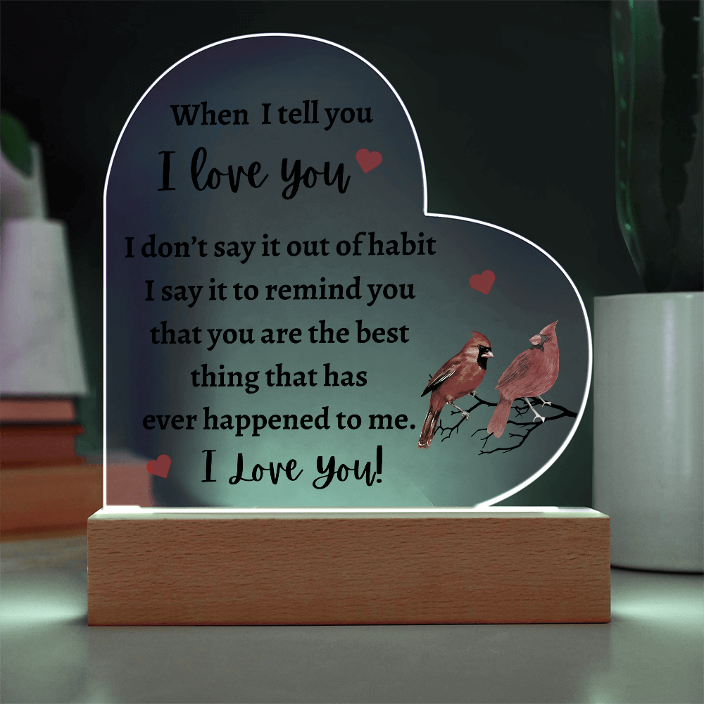 I Love You - Heart Acrylic w/LED base